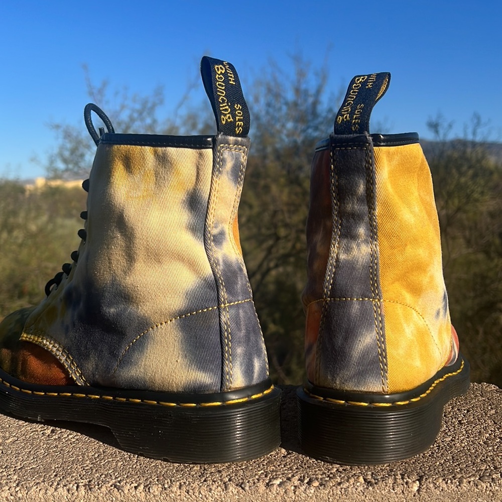 Dr. Martens Retro Psychedelic Acid Wash Tie Dye Canvas Boots - Picture 4 of 16
